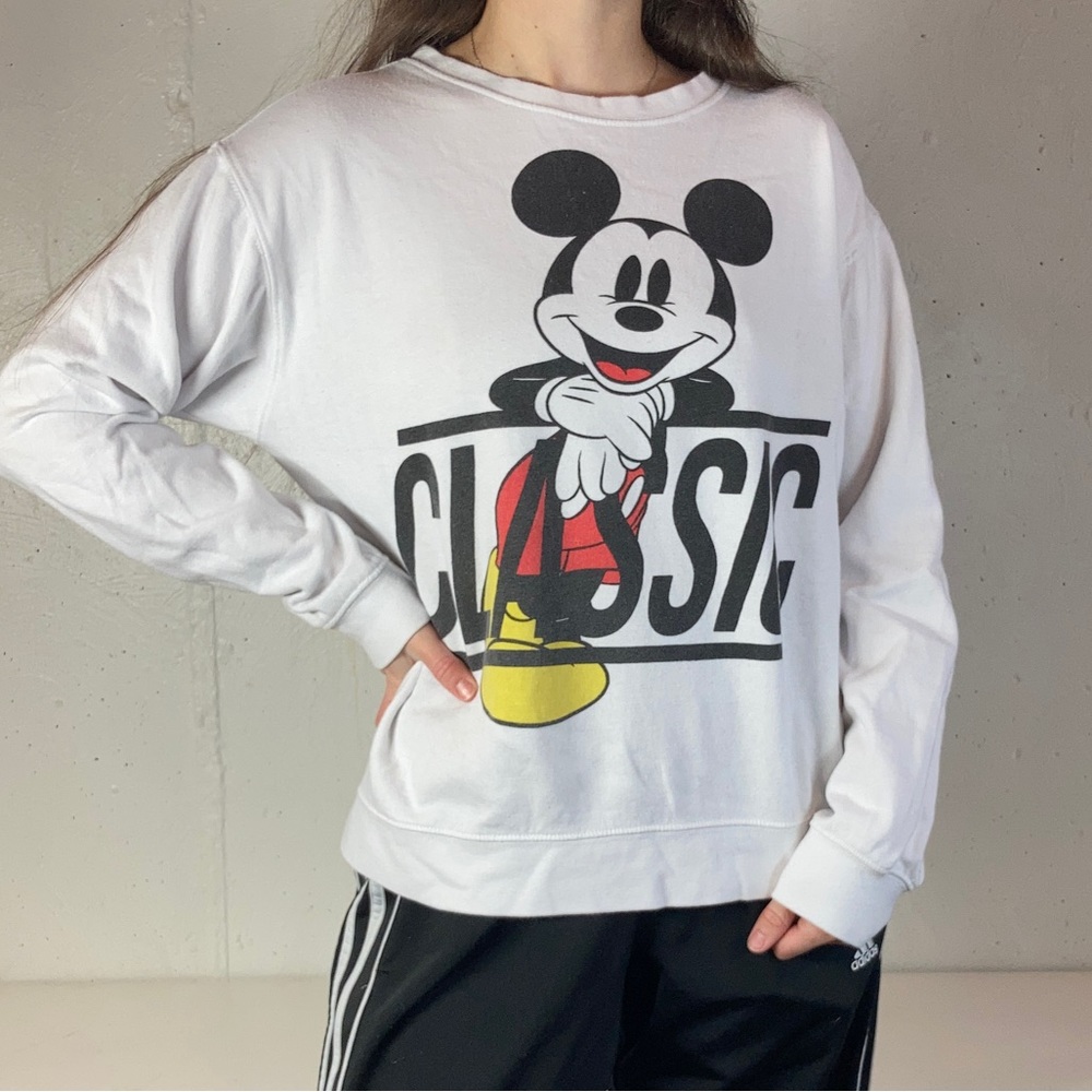Disney Mickey Mouse Classic White Crewneck Sweatshirt
